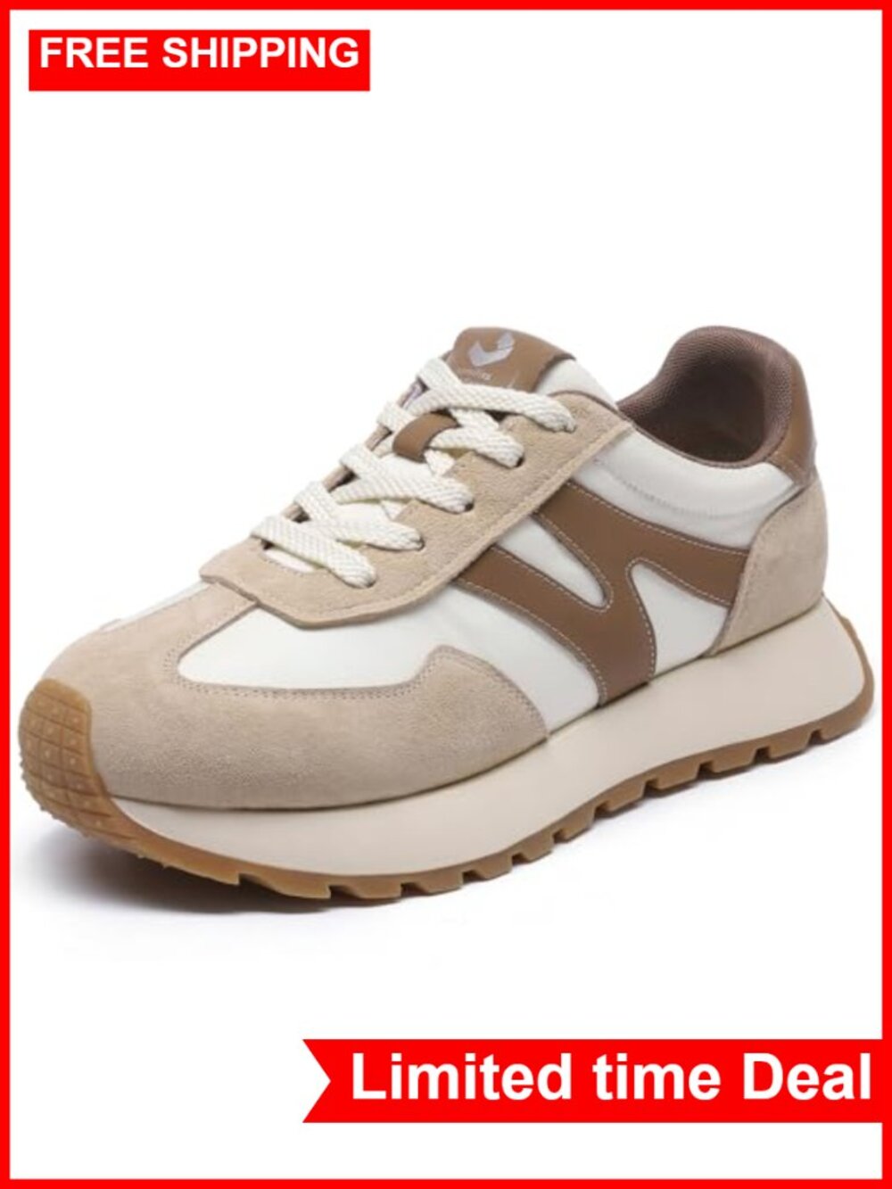 Platform Sneakers Breathable Suede Non-Slip Walking Tennis Shoes